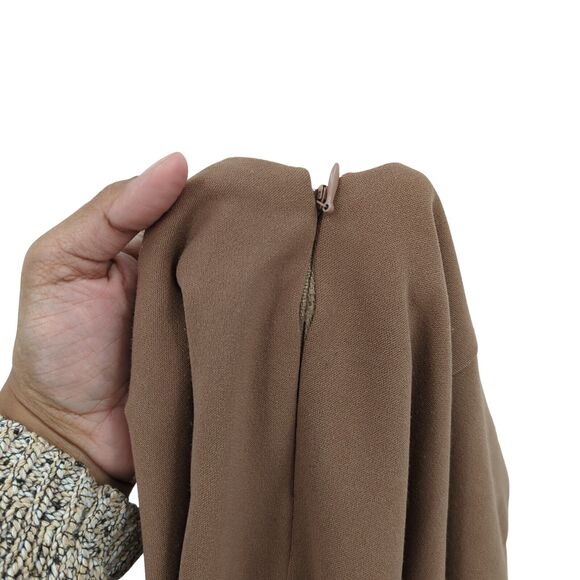 Katie May Women S Colette Gown Maxi Dress Cocoa Brown Sheer Bone Ruche Slit FLAW - Picture 11 of 11